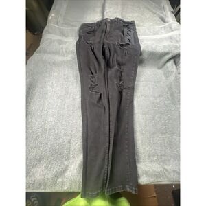 ANOM DENIM Vicious Black Wash Distressed Slim Fit Jeans Men 36x30 Black‎